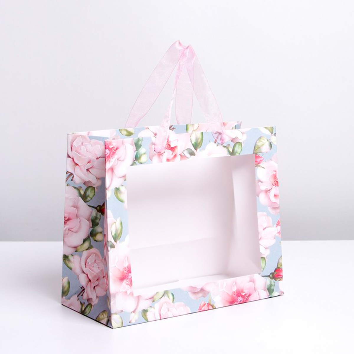 Пакет подарочный крафтовый с окошком "beautiful" 24*20*11 см (1/400) "дарите счастье" 7167124