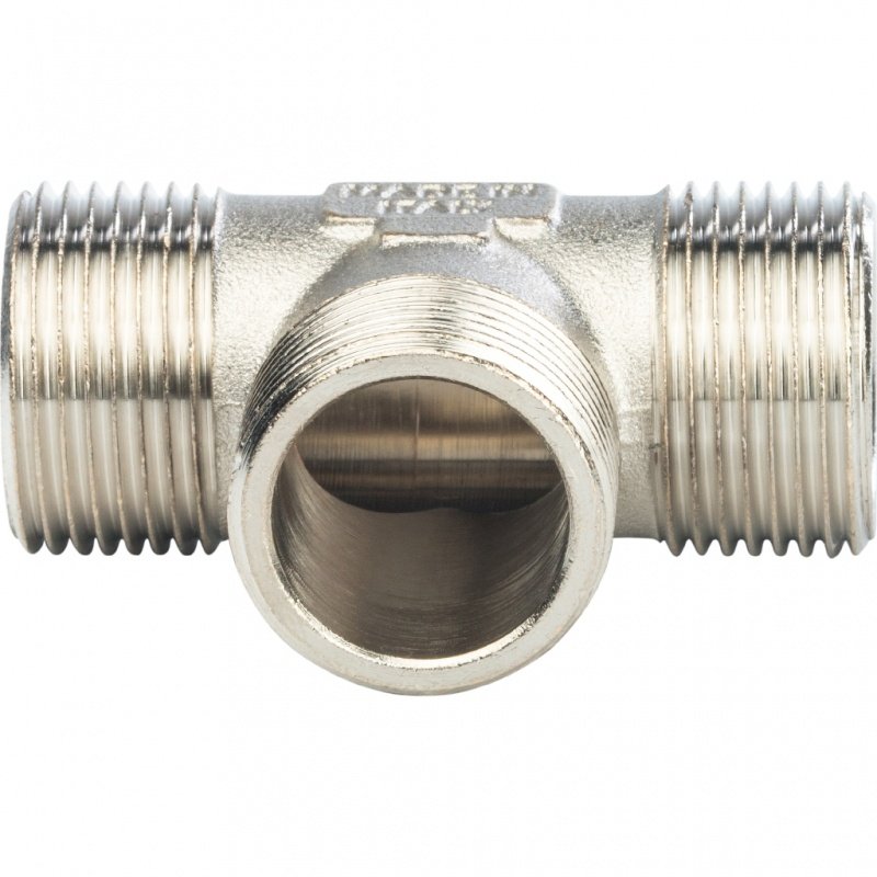 Тройник резьбовой НР 1" никель STOUT