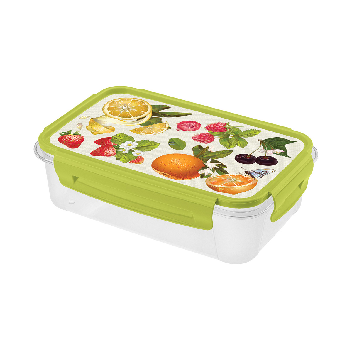 Контейнер для продуктов "lock&ok" с декором 0,75 л прямоуг. (зеленый) (1/24) "бытпласт"