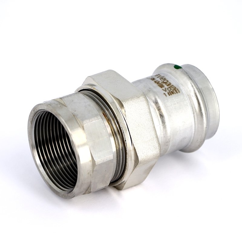 Муфта пресс-В разъёмная 42x1"1/2 с плоской прокладкой нержавеющая сталь Sanpress Inox VIEGA