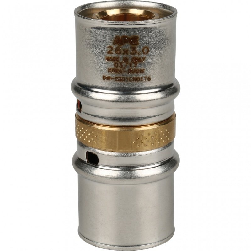 Муфта соединительная под пресс 26 х 3,0 мм STOUT для МП труб