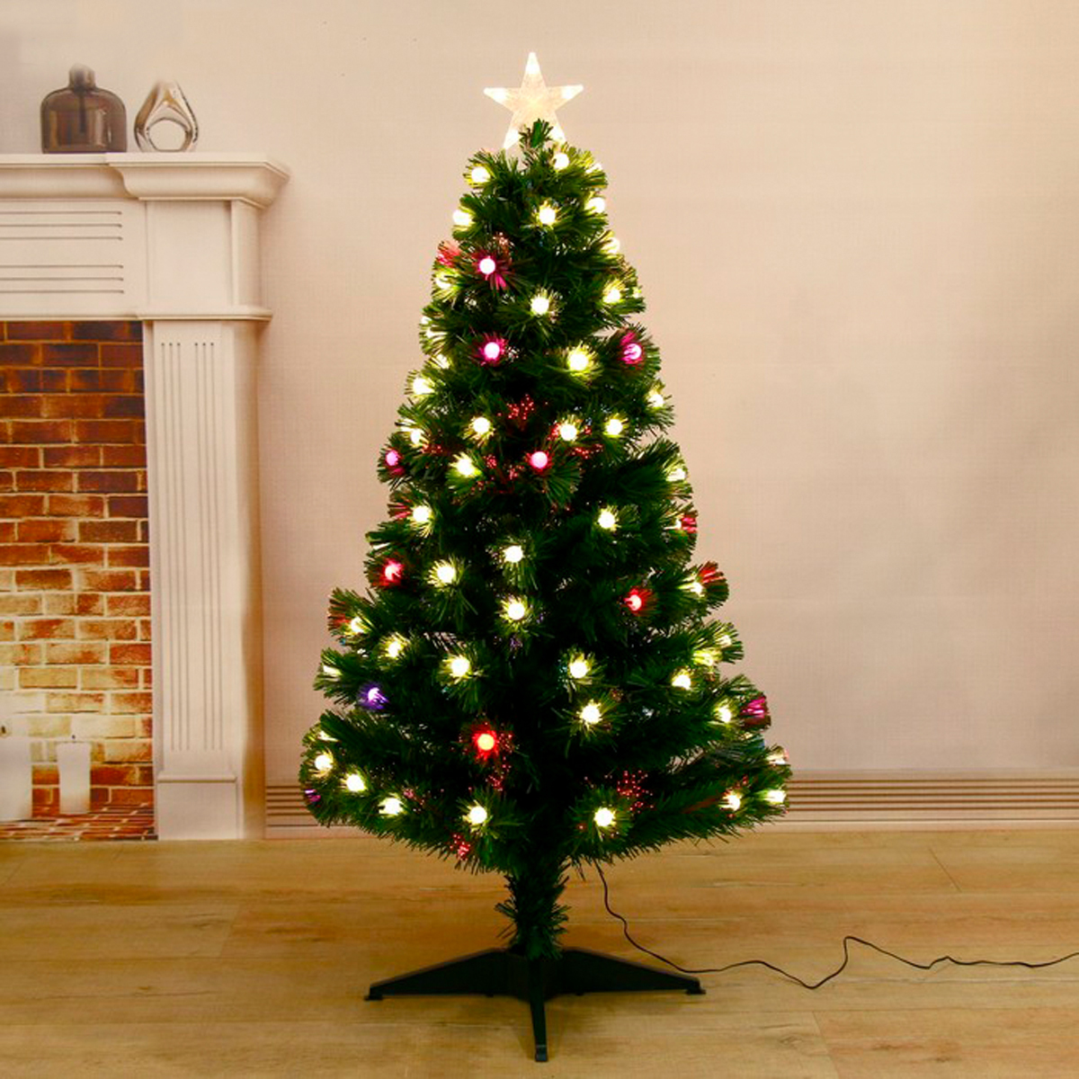 Ель декор. фиброоптич. t821v12-120  120 см, 124 ветки (зеленая) "зимнее волшебство" 1108629