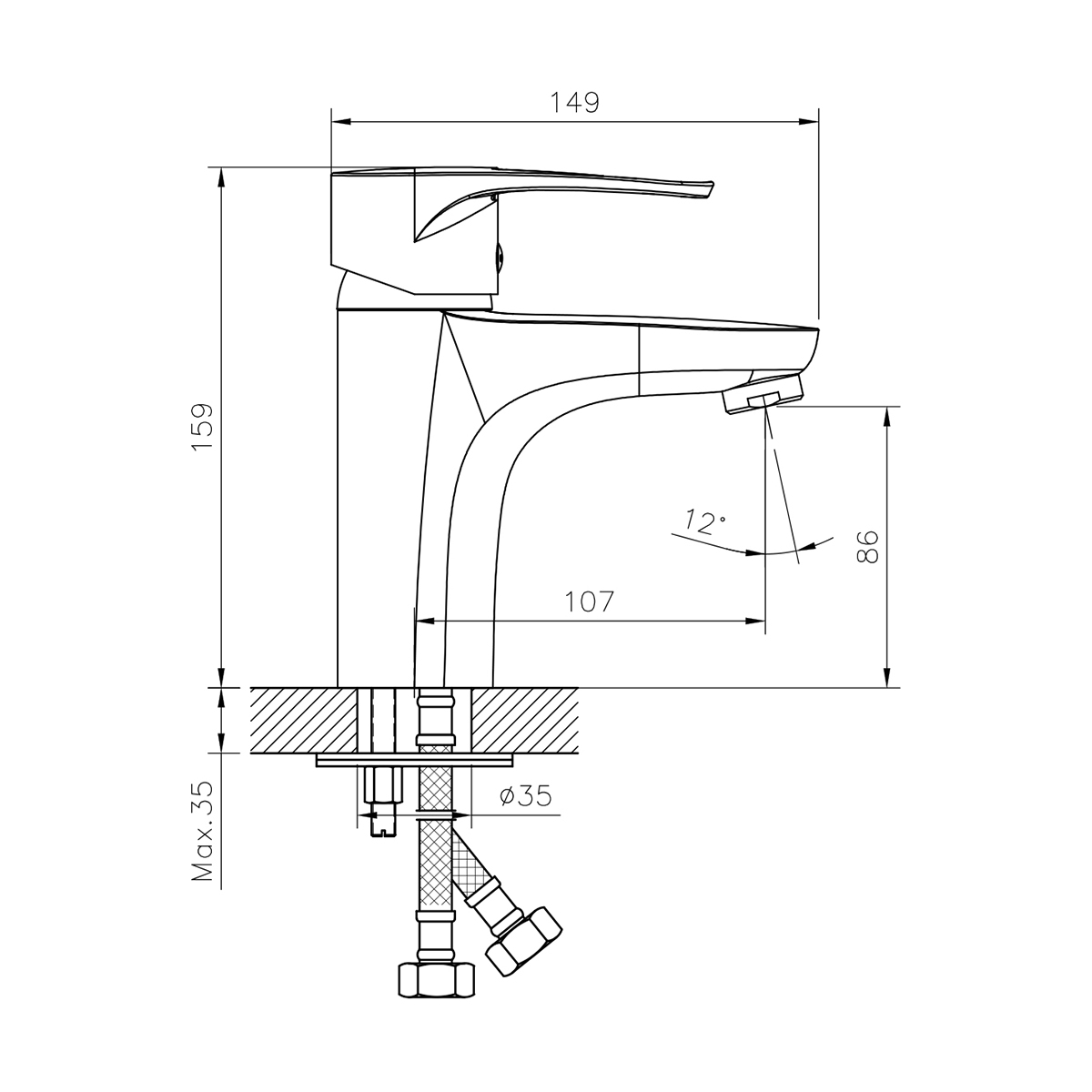 Смеситель для умывальника dr70011 монолитный (1/12) "decoroom"