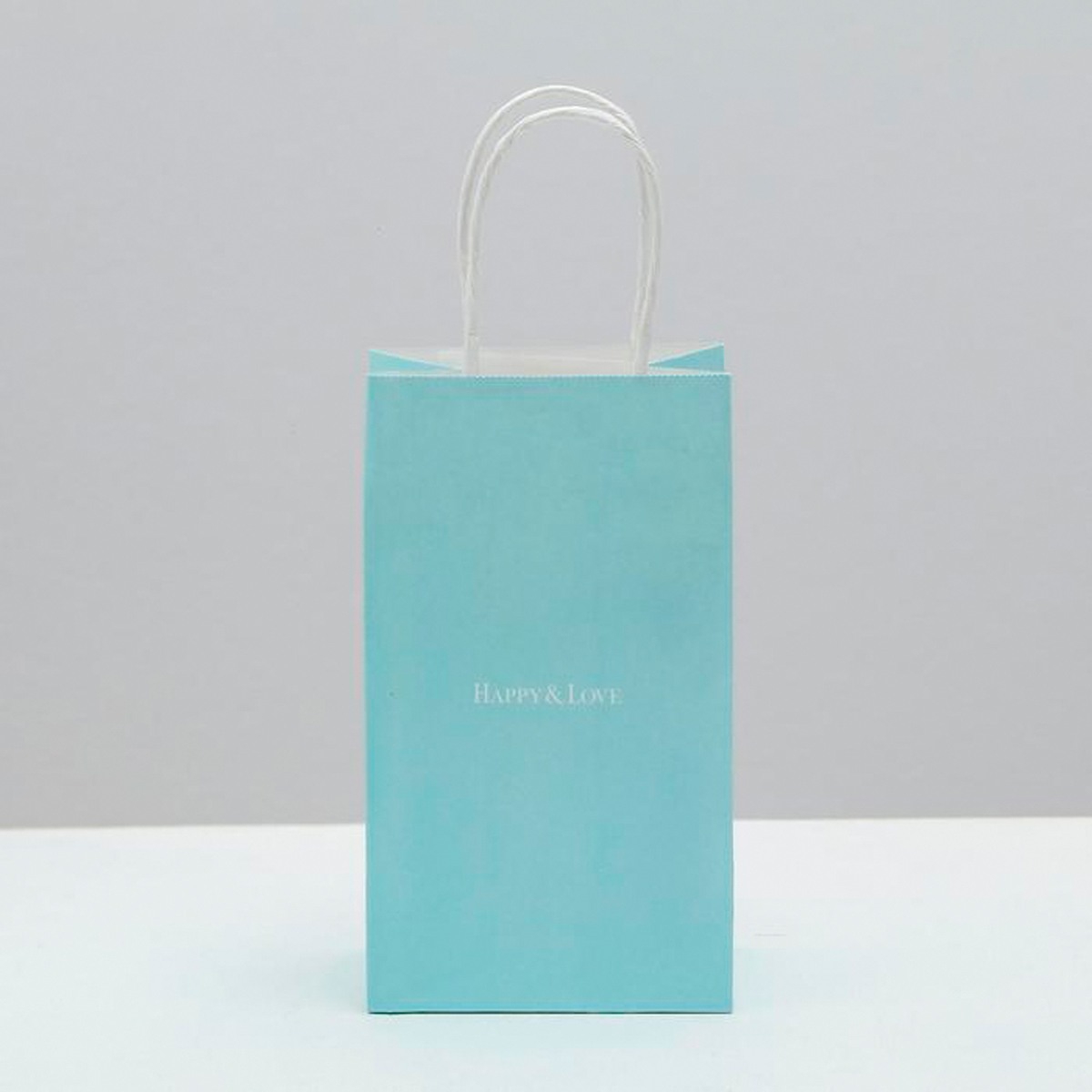 Пакет подарочный крафтовый "happy & love" 12*21*9 см (1/500) "дарите счастье" 4753215