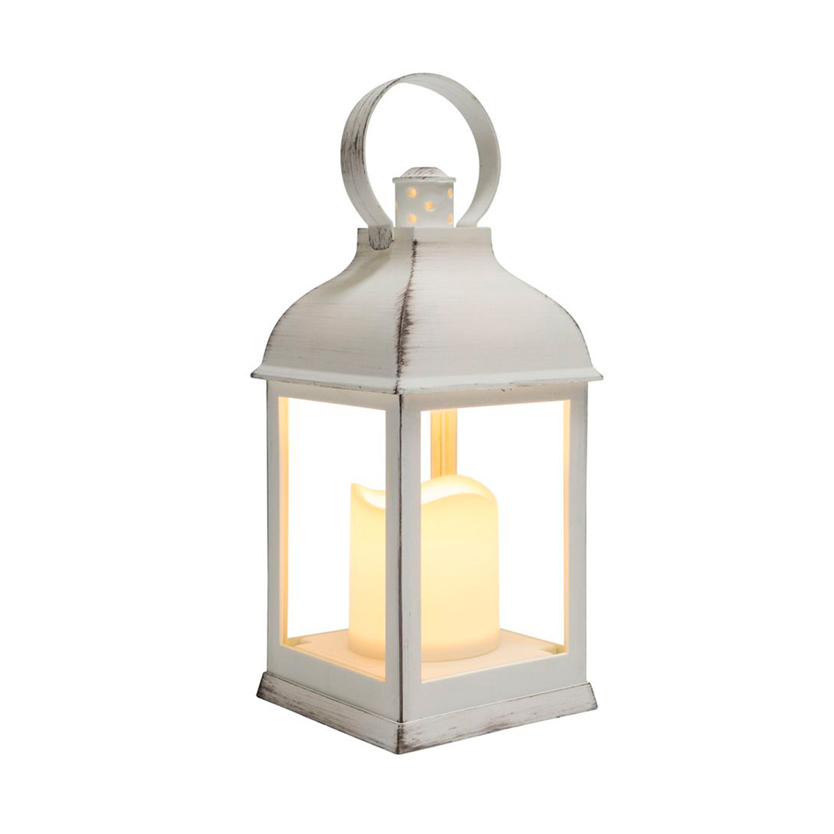 Фонарь декор. со свечой 10,5*10,5*22,35 см, белый, теплый белый свет (1/12) "neon-night" 513-054