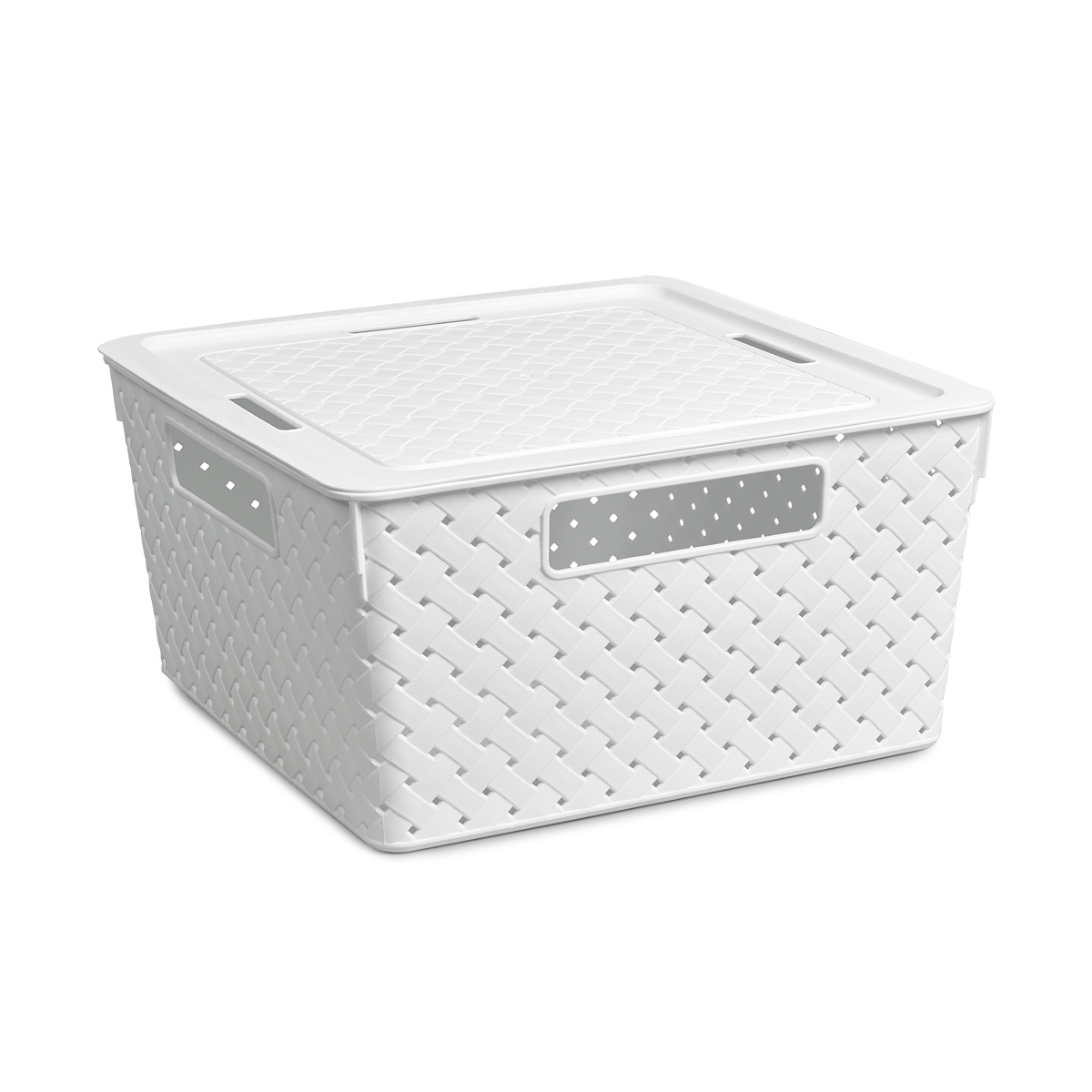 Корзина для хранения с крышкой "береста" 11 л  29,4*29,4*15,1 см (белая) (1/17) "виолет"