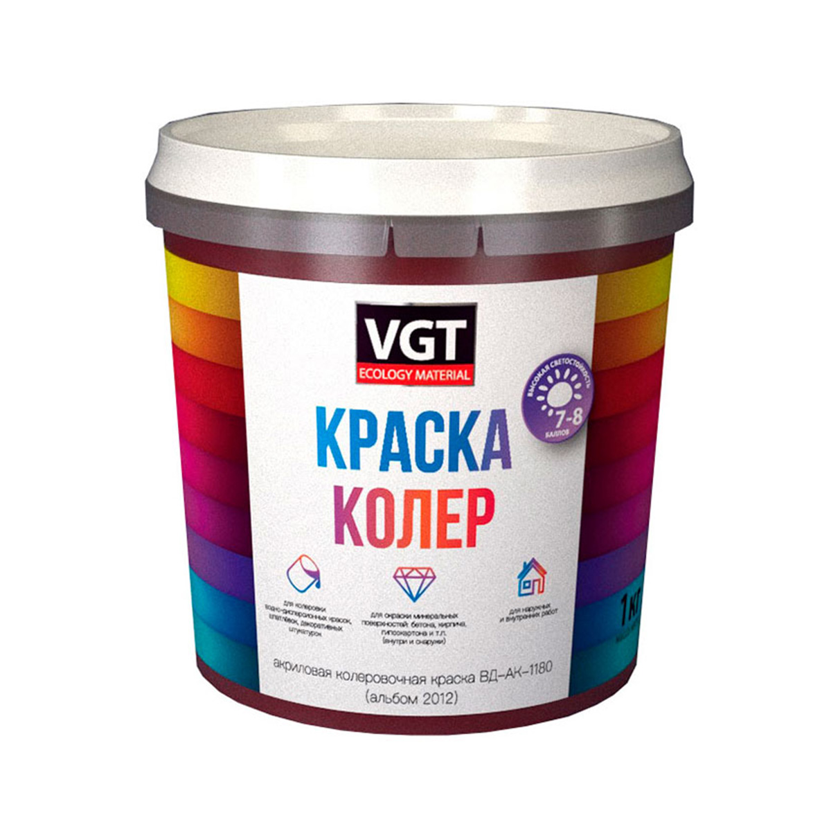 Краска колеровочная вд-ак-1180 оранжевая 1 кг (6) "вгт"
