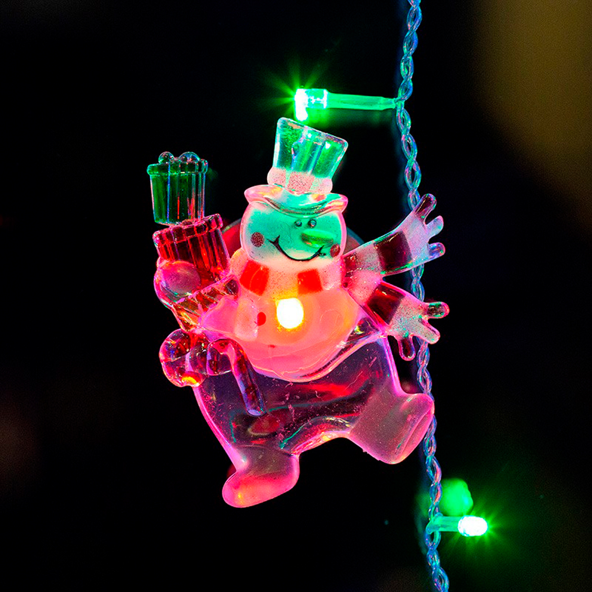 Фигурка светодиод. "снеговик с подарком" на присоске, разноцв. (1/15) "neon-night" 501-022