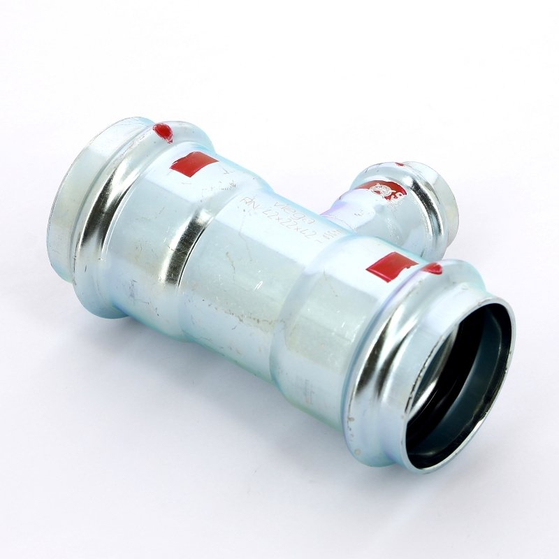 Тройник пресс 42x22x42 оцинкованная сталь Prestabo VIEGA