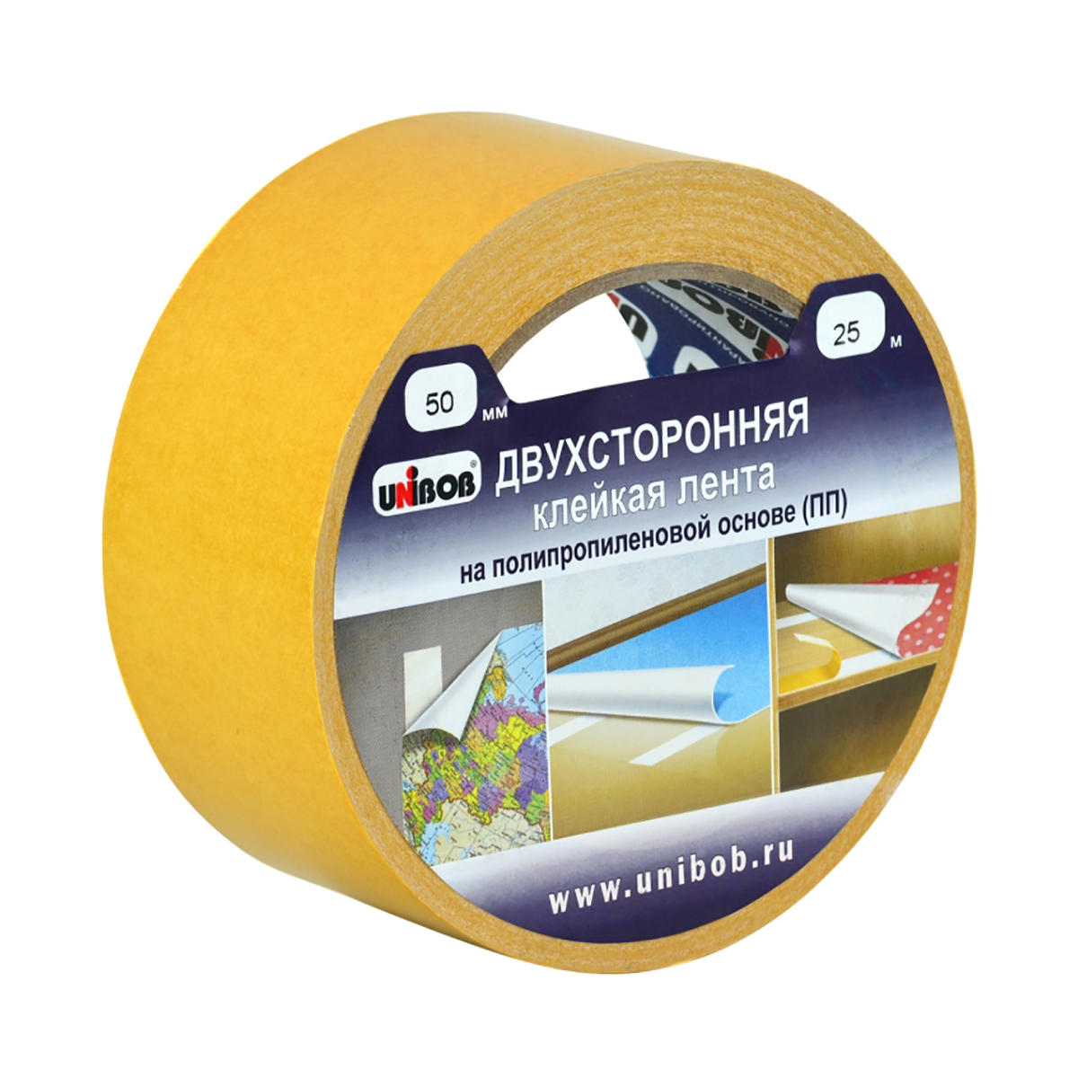 Скотч двусторонний 50 мм х 10 м (36) "unibob"