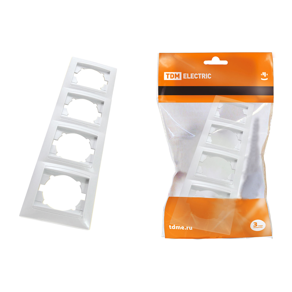 Рамка "лама" 4-х местн. горизонт. белая (1/12/144) tdm sq1815-0032