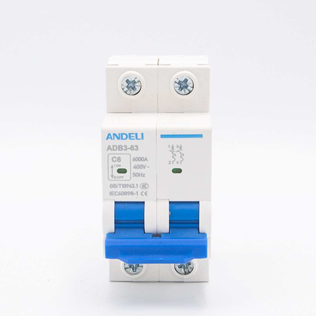 Выключатель автомат. adb3-63 2p 25a 6ka тип c (1/6/90) "andeli"