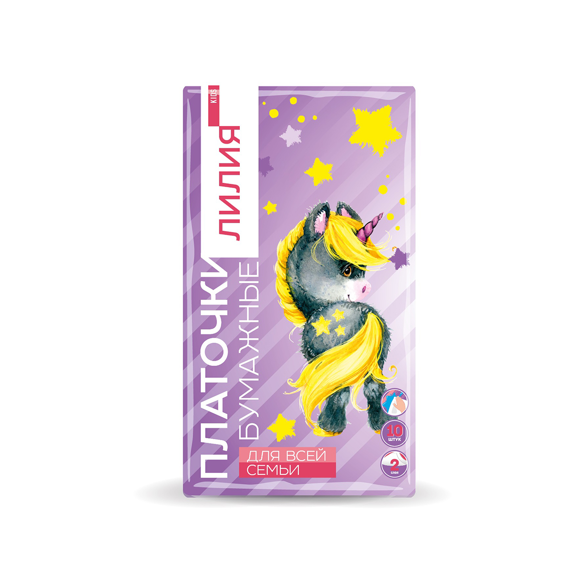 Платки носовые бумажные 2-х слойные "детство" упак. 10 шт. (1/24) "лилия"