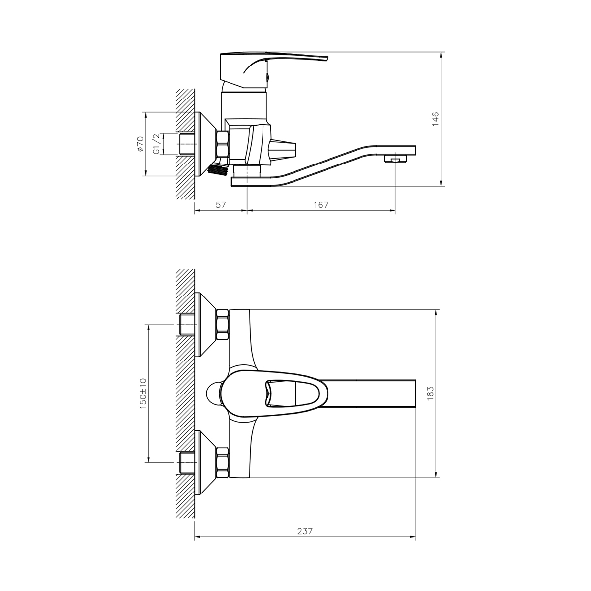 Смеситель для ванн dr70044 поворотн. излив 200 мм (1/12) "decoroom"