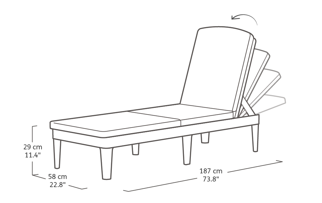 Шезлонг Джайпур (Jaipur) серый с матрасом