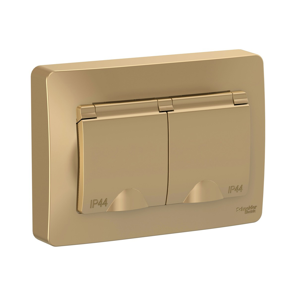 Розетка "blanca" 2-х местн. с заземл, с шторками, с крышками 16а, титан (1/5/10) "schneider"