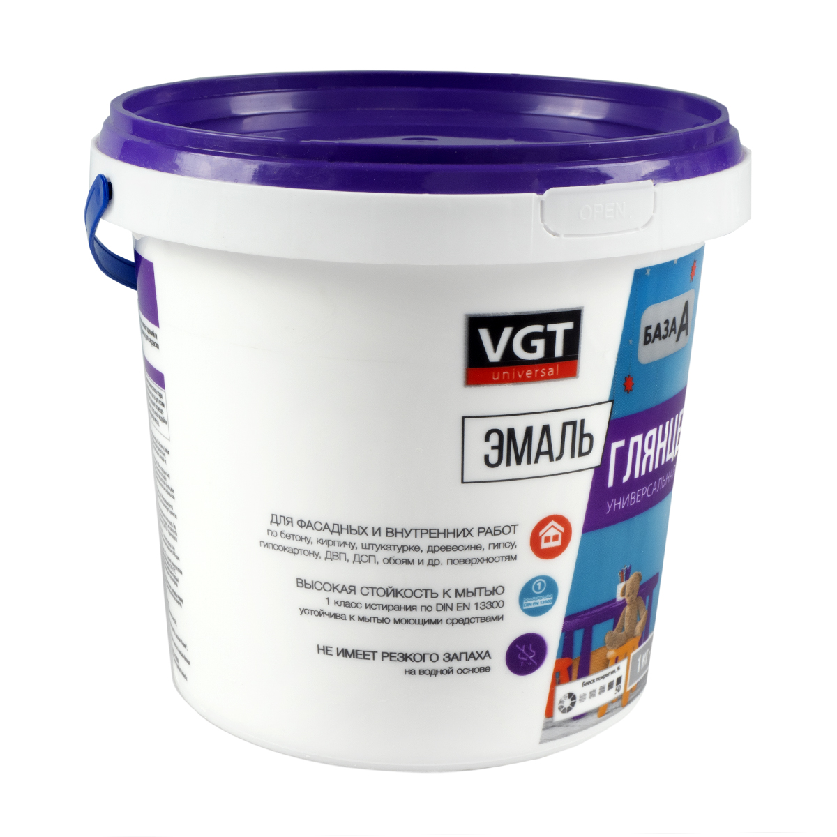 Эмаль вд-ак-1179  универсал.  глянц. база а супербелая  1 кг (6) "вгт"