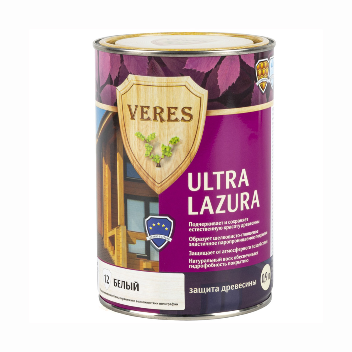 Верес ультра лазура №12 белый  0,9 л (1/6) "veres"
