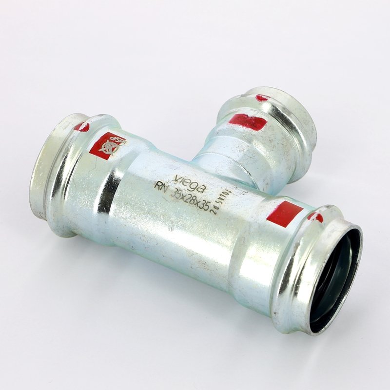 Тройник пресс 35x28x35 оцинкованная сталь Prestabo VIEGA