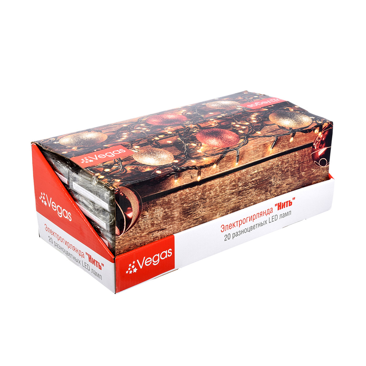 Электрогирлянда "нить" 2 м, 20 разноцв. ламп, на батарейках (1/50) "vegas"