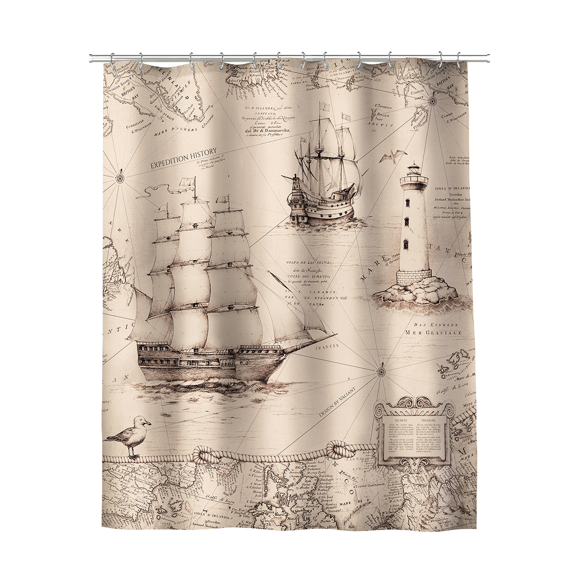 Штора для ванной 180*180 см (полиэстер) "expedition history" (1/24) "valiant" exp-h-1818