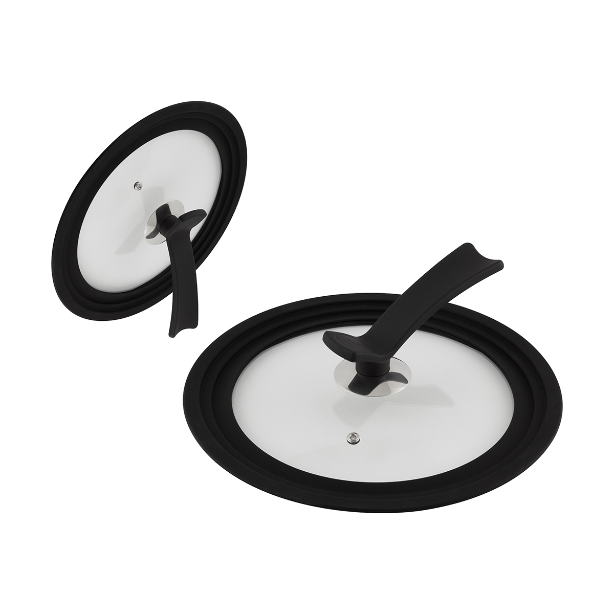 Крышка стеклянная универс. "vetro-special" 24/26/28 см, ручка g-type, силик. ободок (1/8) "mallony"