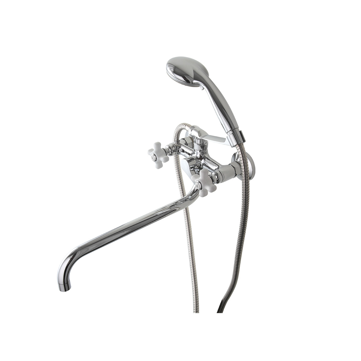 Смеситель для ванн f2618  длинный поворотн. излив, двухвентильный, хром (1/10) "frap"