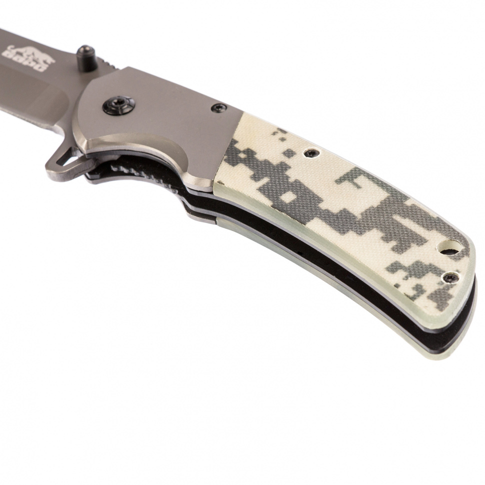 Нож туристический, складной, 220/90 мм, система Liner-Lock, с накладкой G10 на рукоятке Барс (79201)