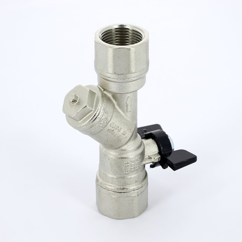 Кран шаровый BUGATTI INDIANA 3/4" бабочка с фильтром стандартный проход с накидной гайкой