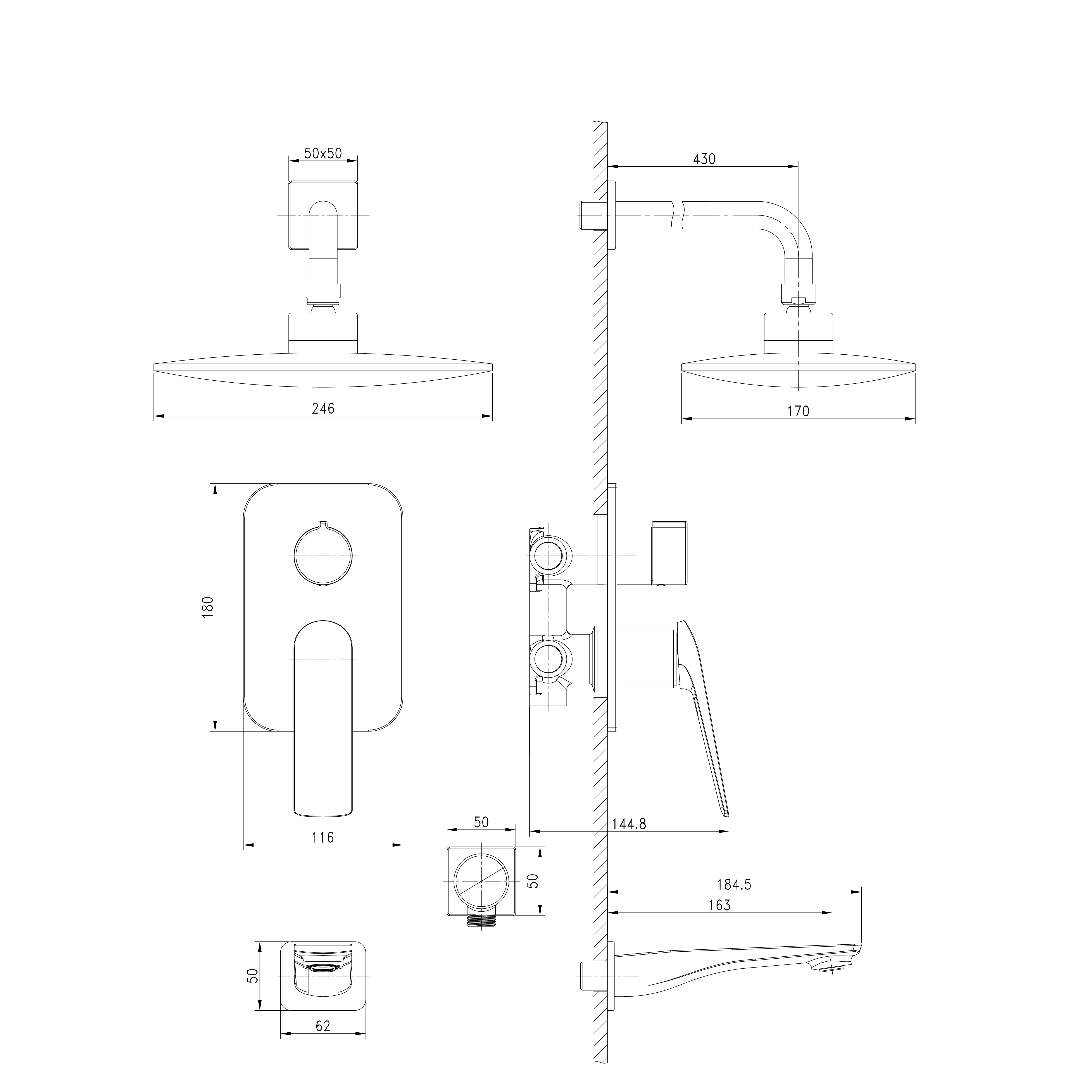 Душевая система "allegro" lm5922cw  встраиваемая, верхн. душ "тропич. дождь" (1/4) "lemark"