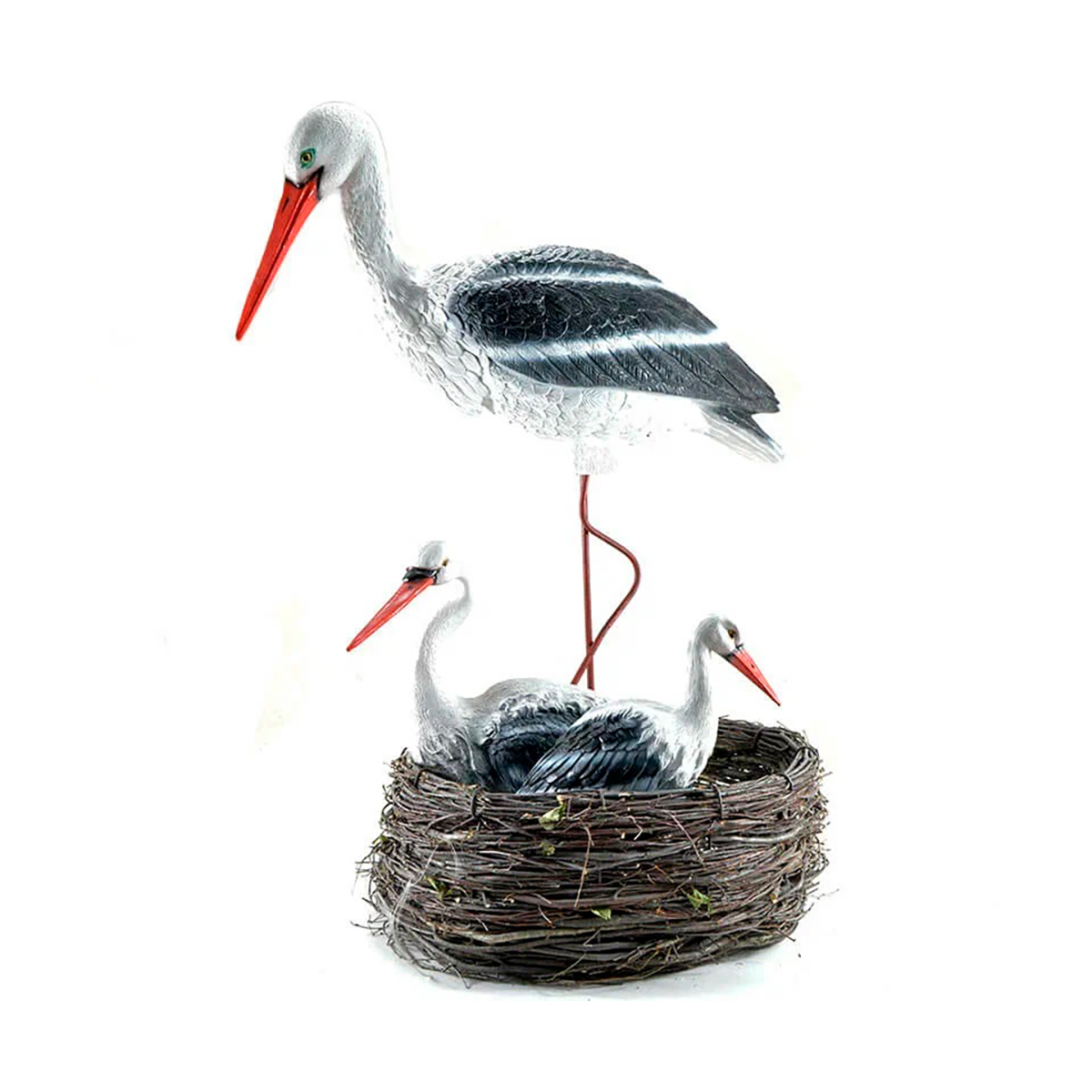 Фигурка садовая "комплект аистов (большой, средний, малый) в гнезде" (1) "сказка" jng320