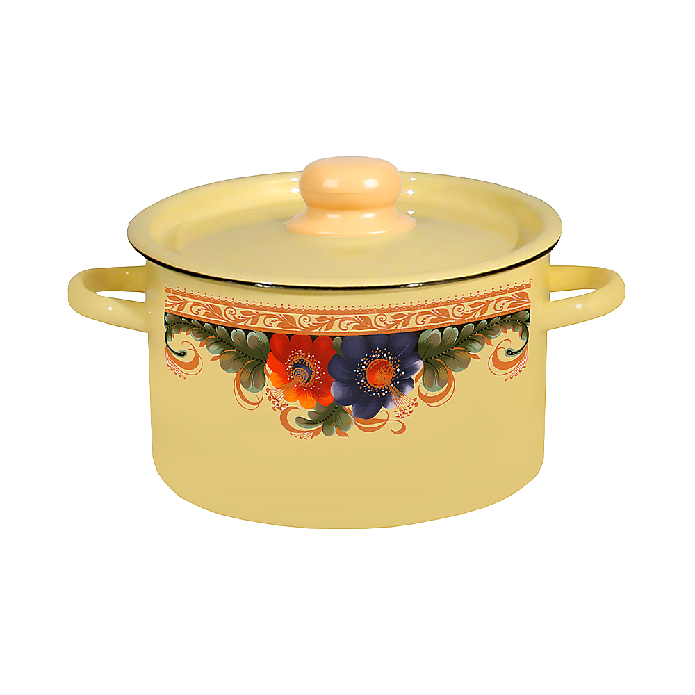 Кастрюля эмалиров. с крышкой декор. 2,9 л (1/6) "стальэмаль"  1с16с/1