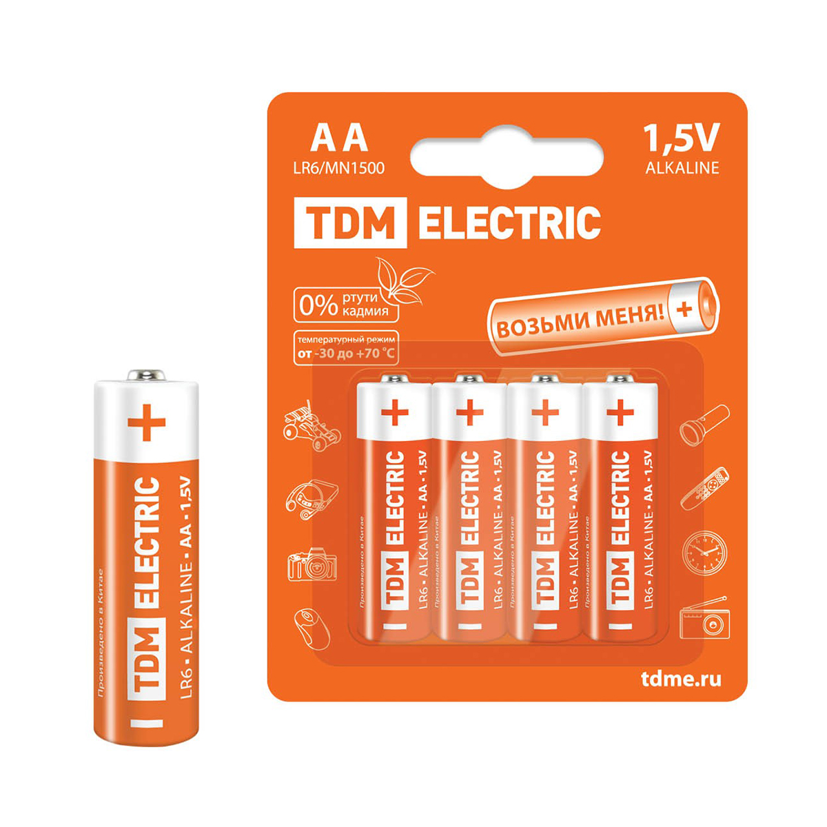 Батарейка tdm lr6 тип aa (4 шт. в блистере) (1/12/144) sq1702-0003