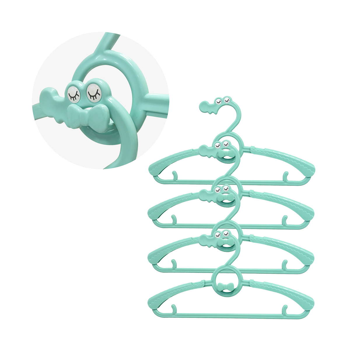 Вешалки для детской одежды "путешастики" (4 шт.) пласт. (мятный) (1/64) "valiant" kh-p30-m
