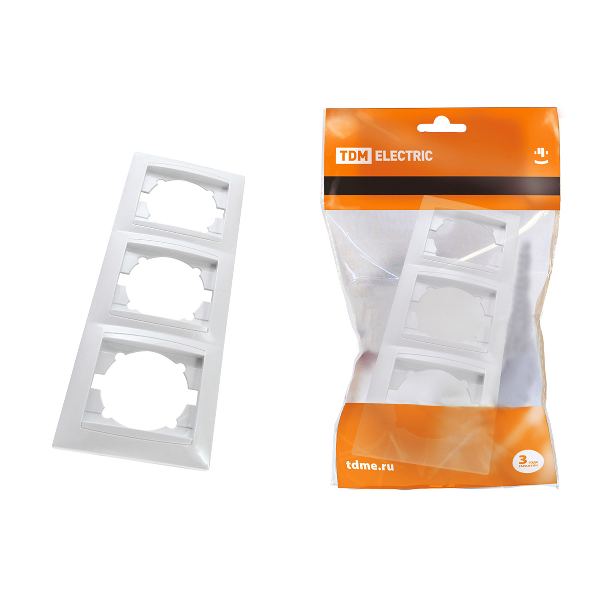 Рамка "лама" 3-х местн. горизонт. белая (1/15/180) tdm sq1815-0031