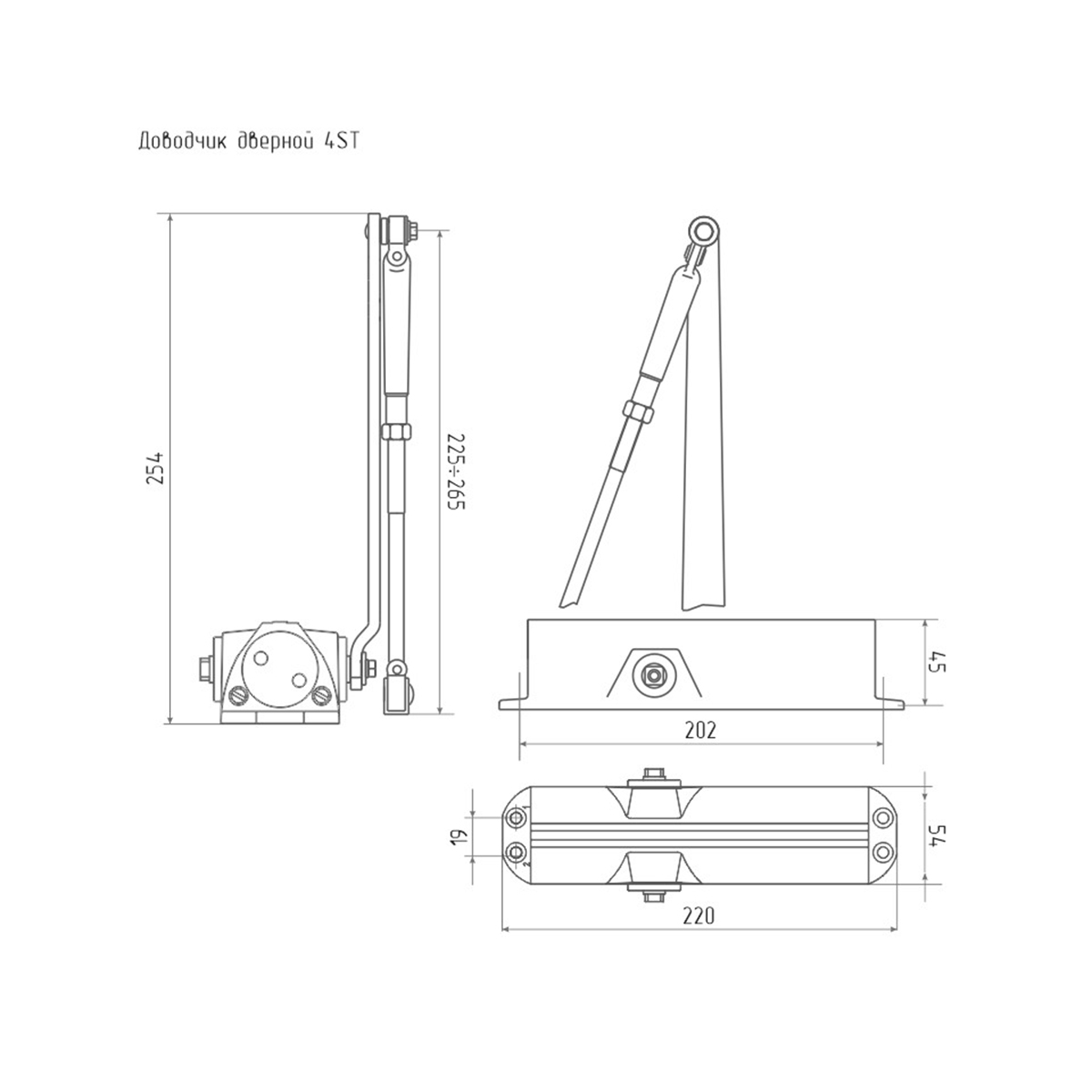 Доводчик дверной  4st коричневый (масса двери 25-120 кг) (1/10) "нора-м"