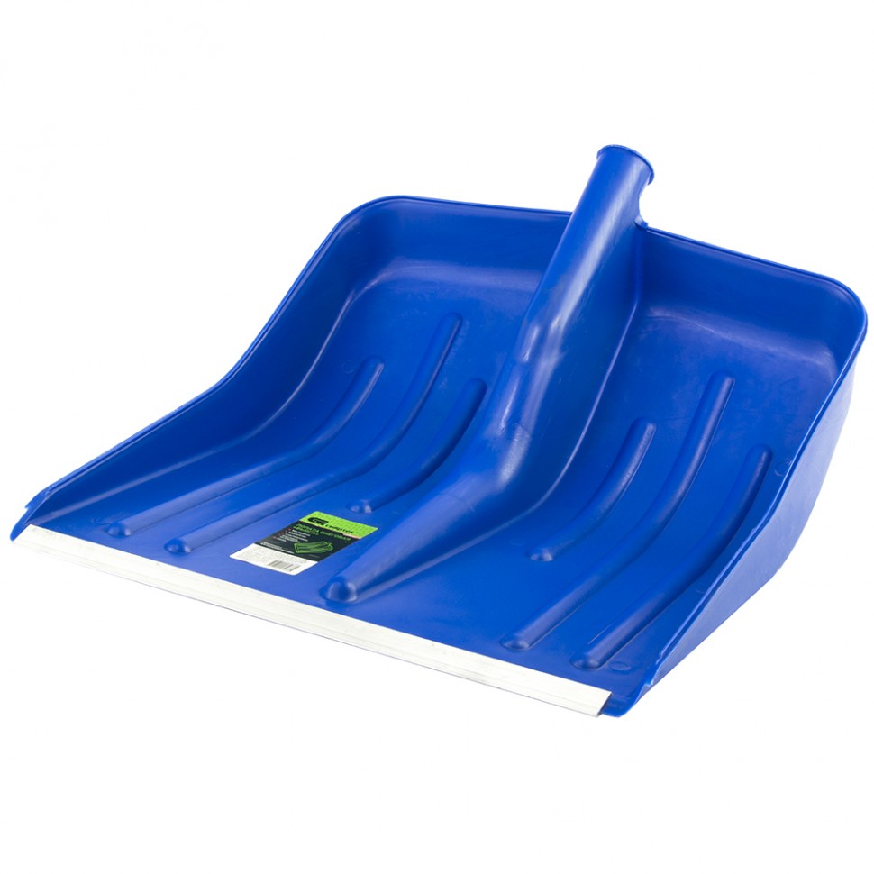 Лопата для уборки снега пластиковая, синяя, 420 х 425 мм, без черенка, Сибртех (61618)