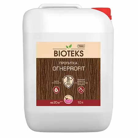 ТЕКС BIOTEKS ОГНЕPROFIT I ГРУППА состав для защиты древесины, с розовым индикатором (10л)