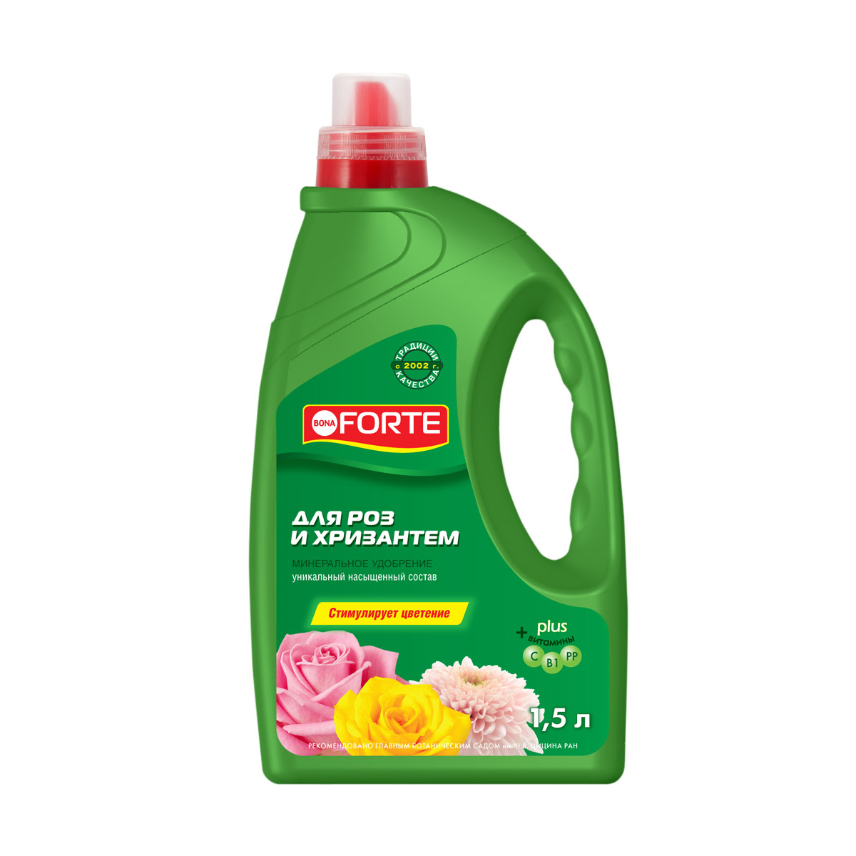 Удобрение жидкое "bona forte" для роз и хризантем 1,5 л (1/4)