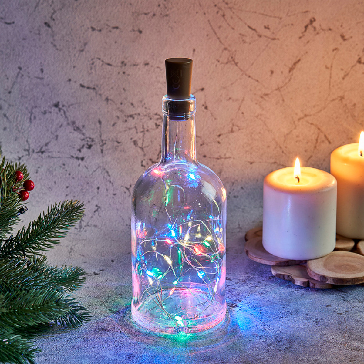 Электрогирлянда "роса" с пробкой 2 м, 20 разноцв. ламп (1/120) "neon-night" 302-029