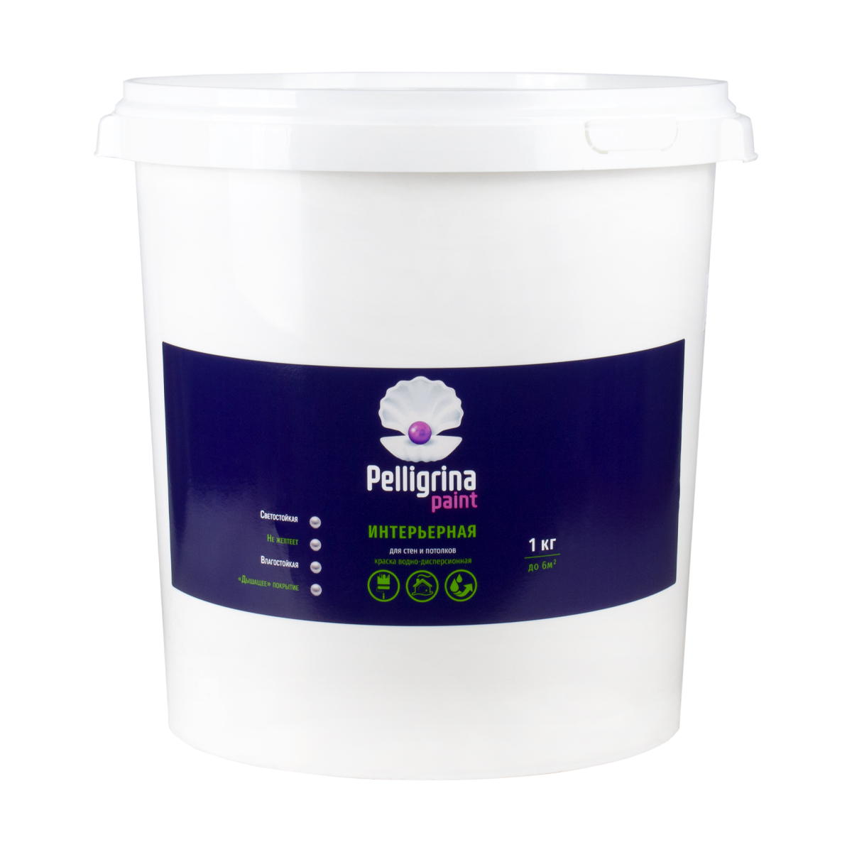 Краска акрил. интерьерная влагостойкая белоснежная 45 кг (1) "pelligrina paint"