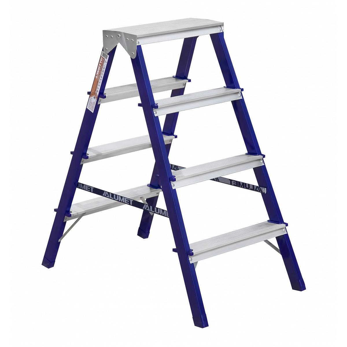 Стремянка двухсторонняя стальная  4 ступени (1) "алюмет"