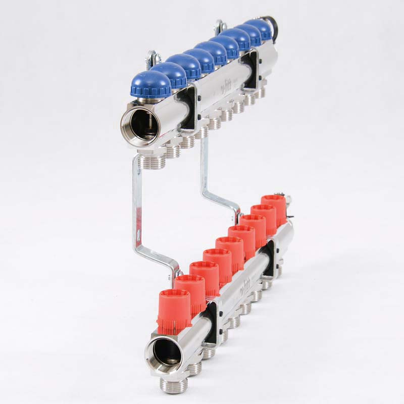 Колл. группа UNI-FITT 1"x3/4" ЕК 9 выходов с регулировочными и термостатическими вентилями