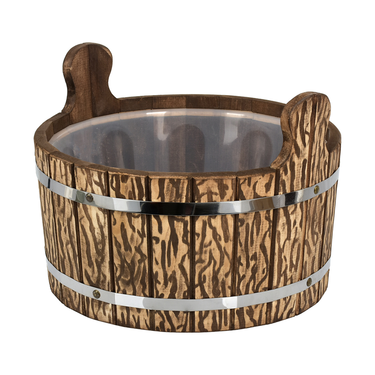 Ушат для бани и сауны 10 л пластик. вставка, состаренный, липа (1) "банные штучки" 33322