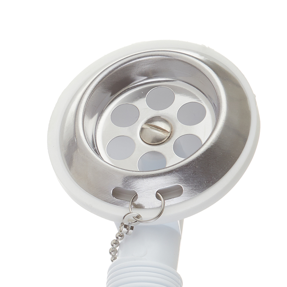 Слив-перелив Мини Элит 1 1/2 х 40 мм с нерж. чашками, L500 мм 40 х 40/50 мм, с пробкой на цепочке