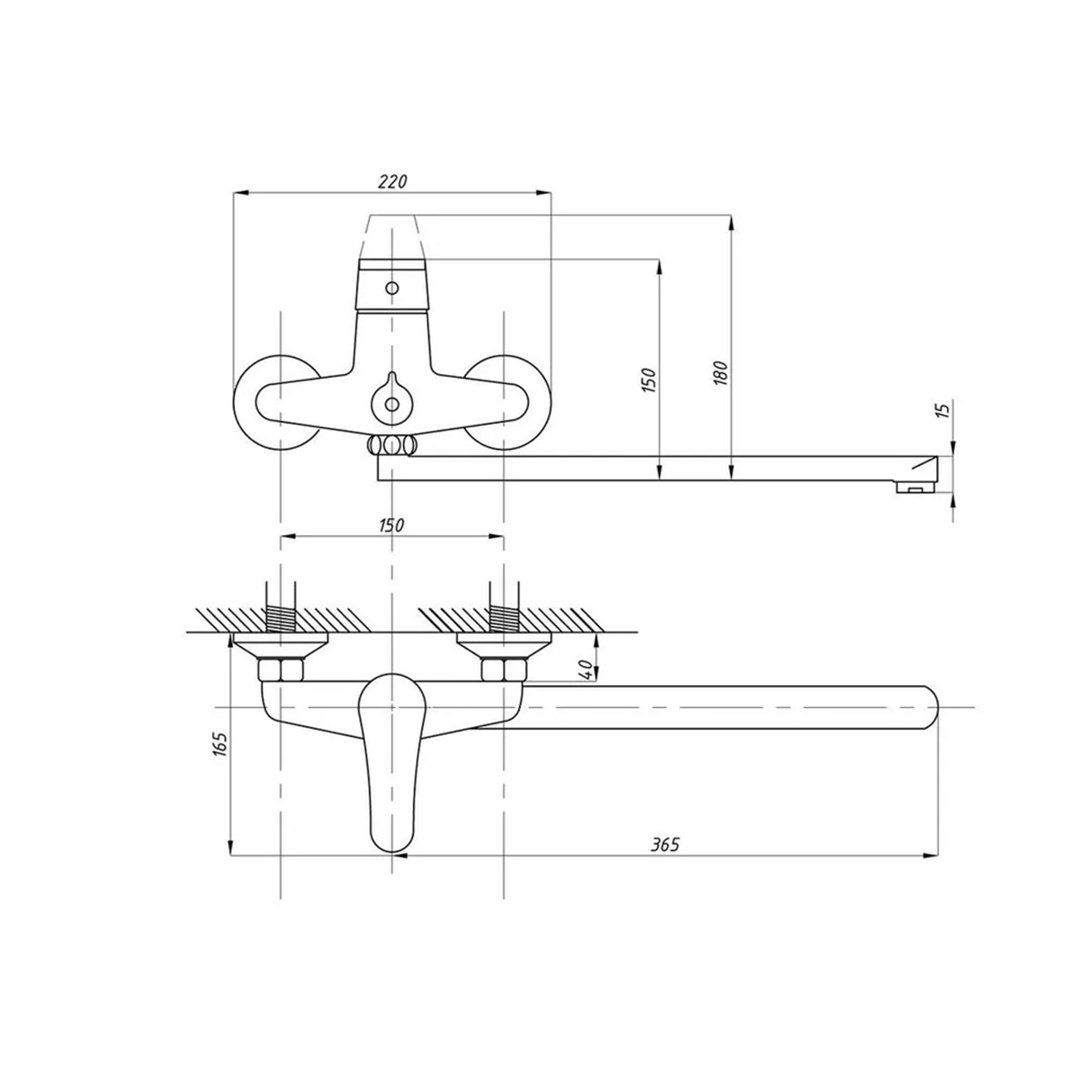 Смеситель для ванн "tsarsberg" tsb-950-1157 длинный излив (1/10) "профсан"