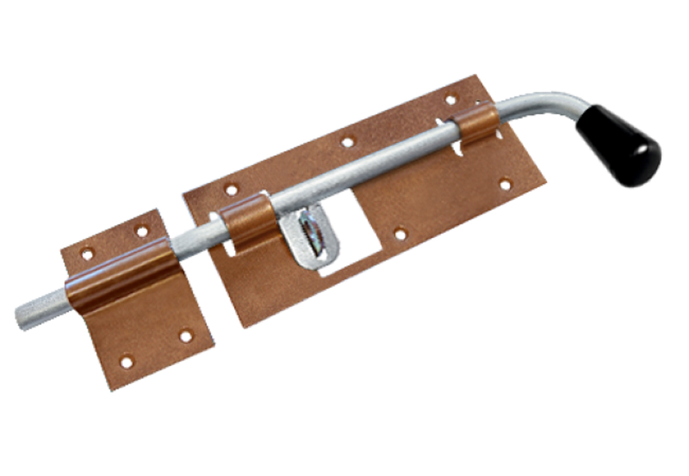 Засов гаражный с проушиной 400 мм мод.2  бронза антик (5) домарт