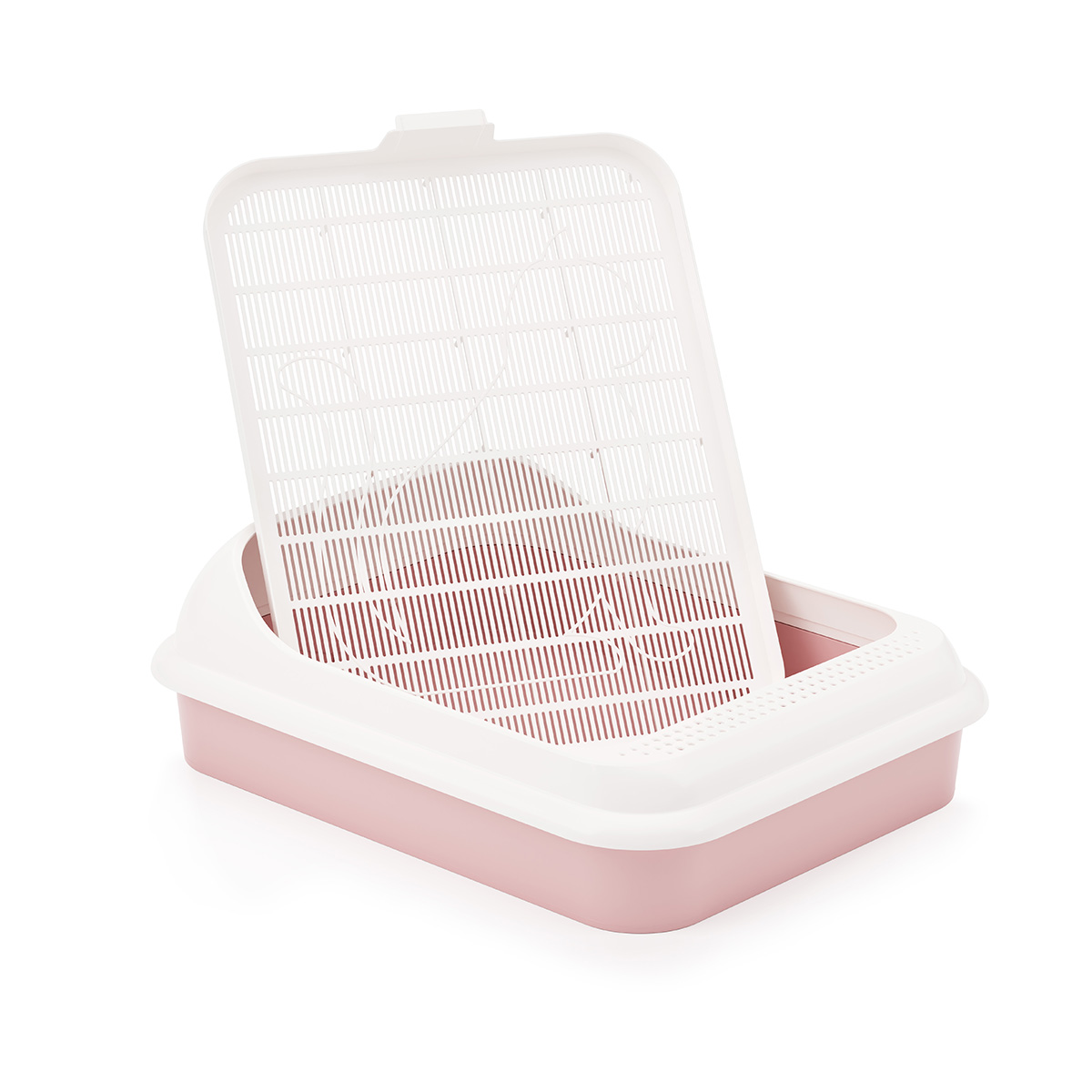 Лоток для животных "лекси" с рамкой и решеткой (розовый) (1/14) "альтернатива" м6933