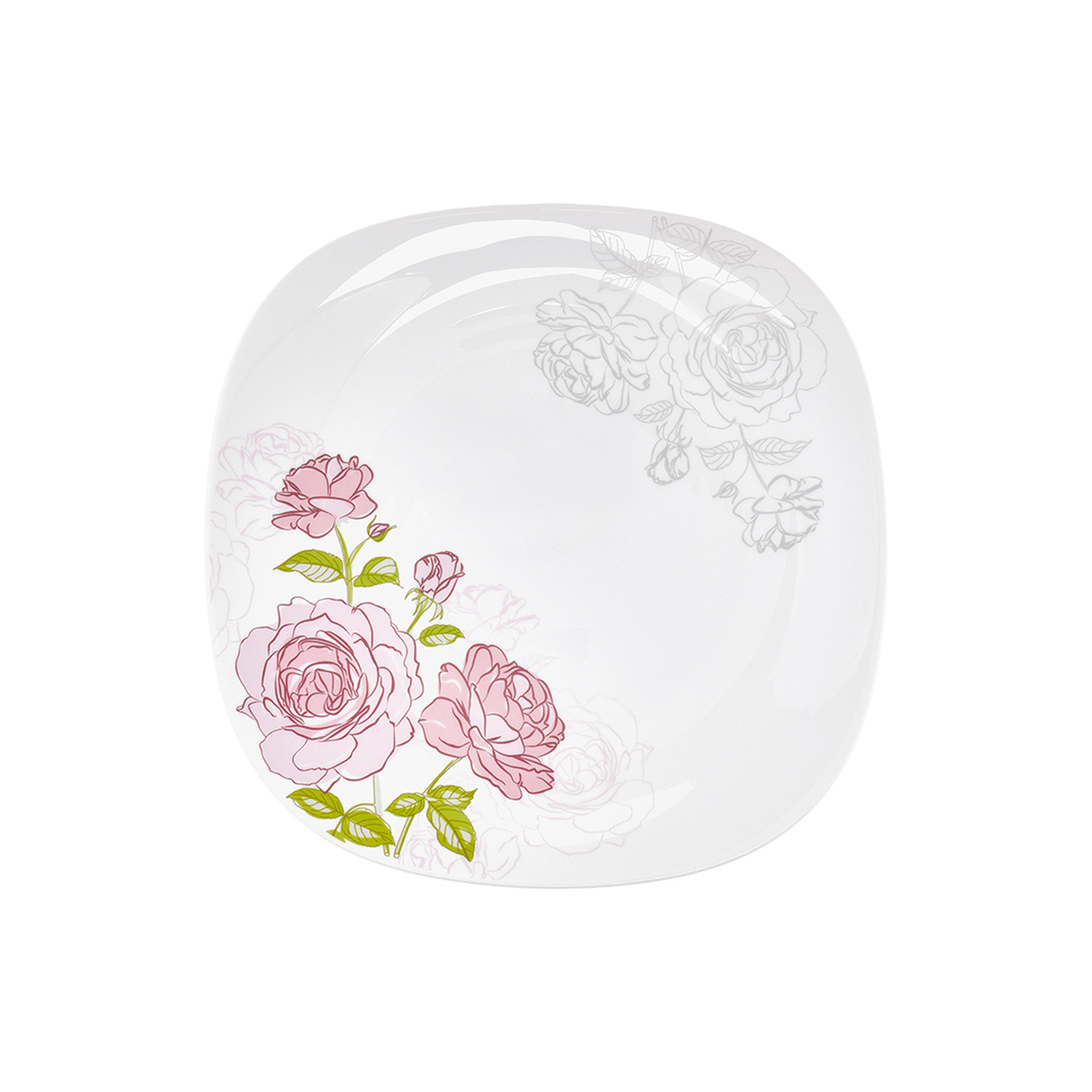 Тарелка обеденная "royal garden" wild roses 27*27 см, опаловое стекло (6/36) rg008sc
