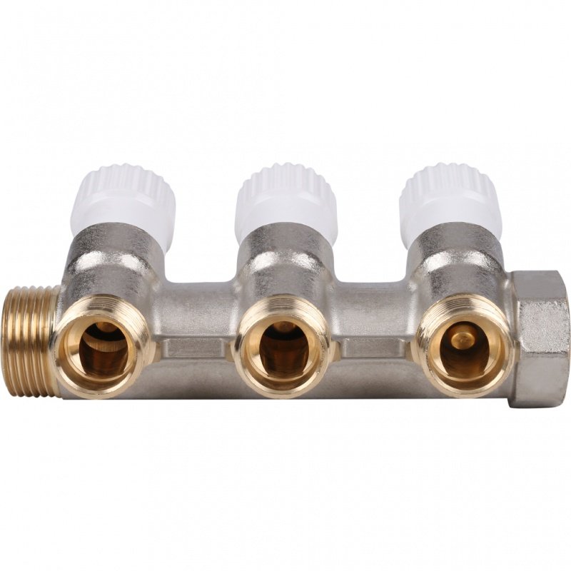 Коллектор 3/4" STOUT с вентилями на 3 выхода 1/2"